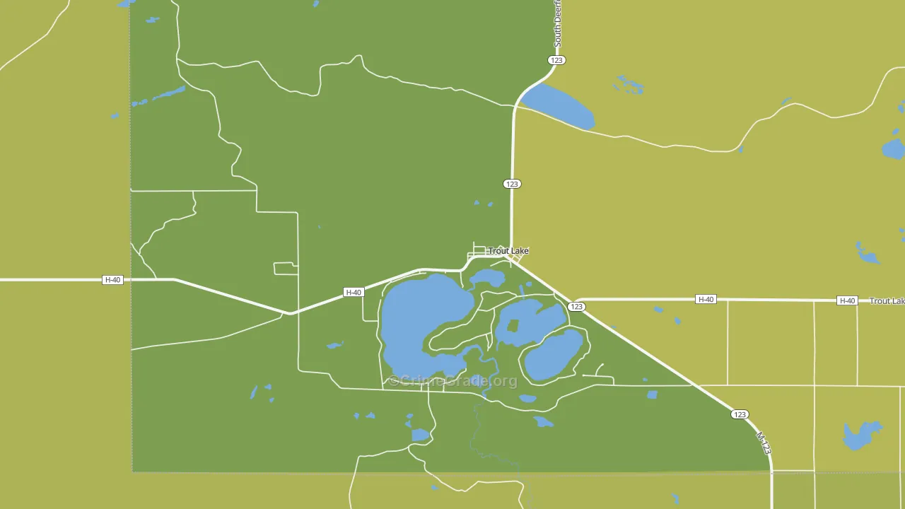 Trout Lake, MI Map of Vehicle Theft Rates
