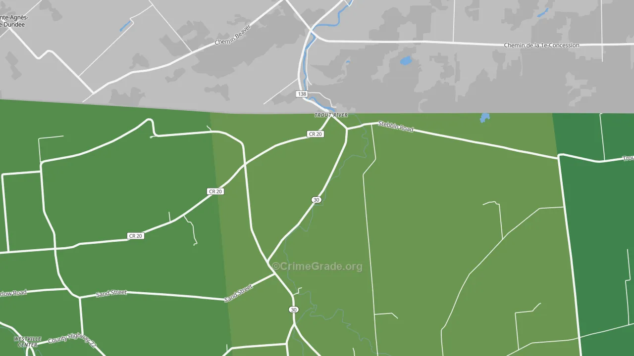 Trout River, NY Map of Vehicle Theft Rates