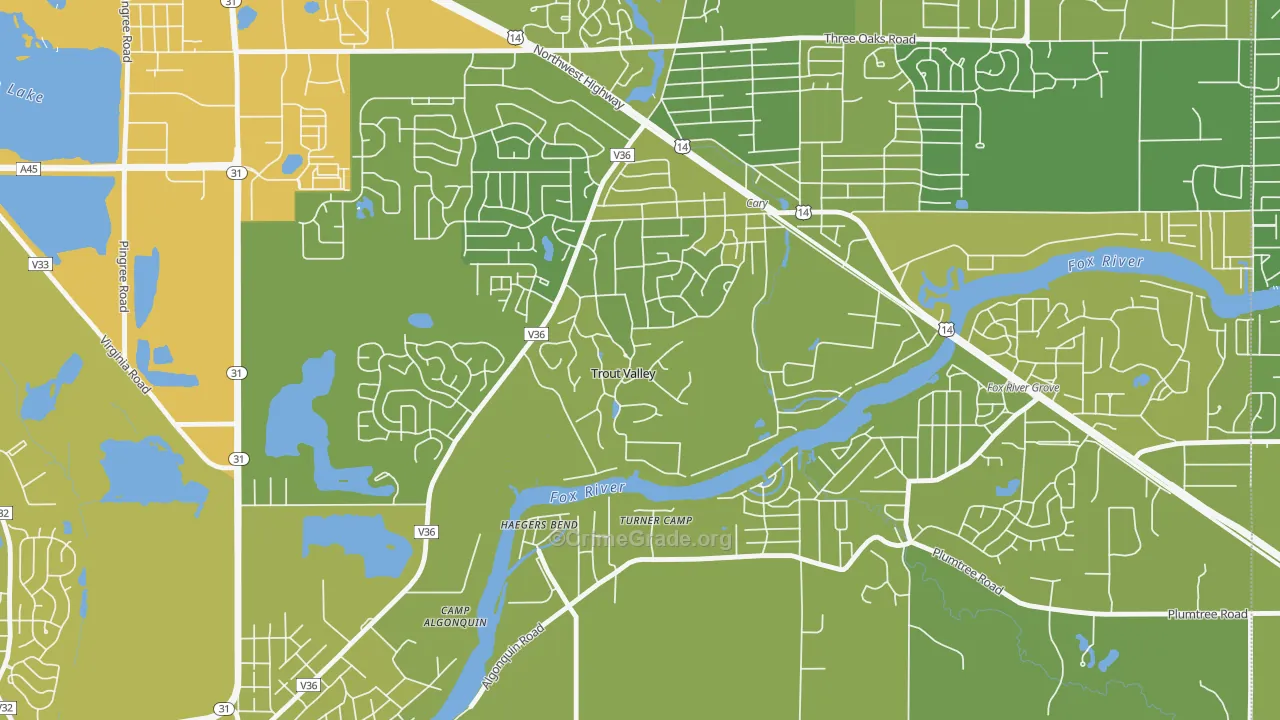 Trout Valley, IL Map of Vehicle Theft Rates