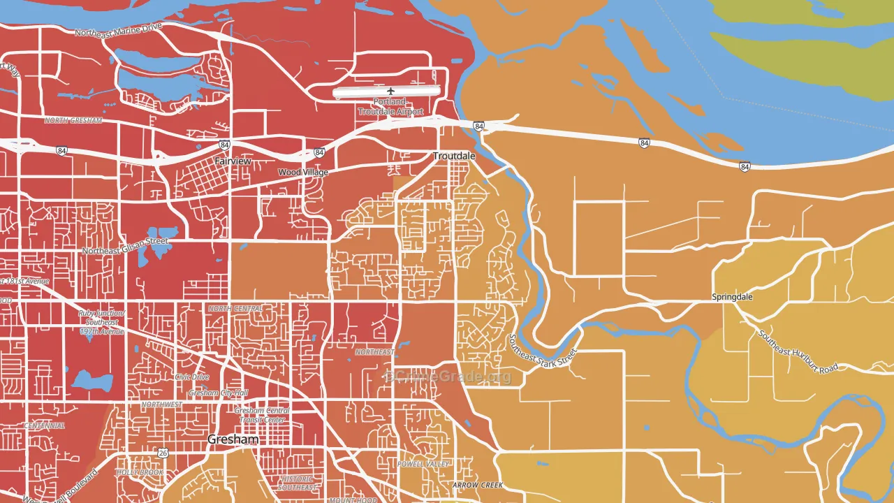 Troutdale, OR Map of Vehicle Theft Rates