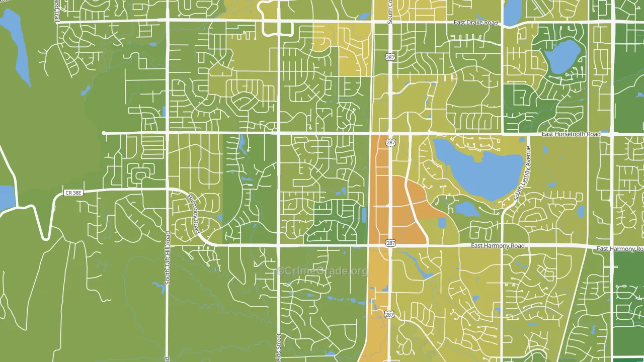 Troutman Park, Fort Collins, CO Map of Vehicle Theft Rates