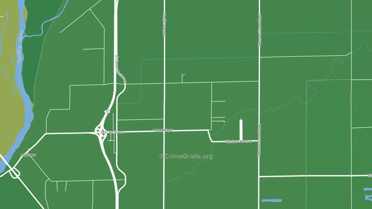 Trowbridge, CA Map of Vehicle Theft Rates