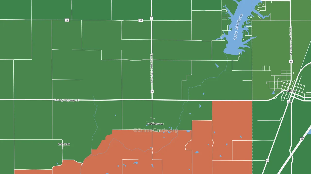 Trowbridge, IL Map of Vehicle Theft Rates