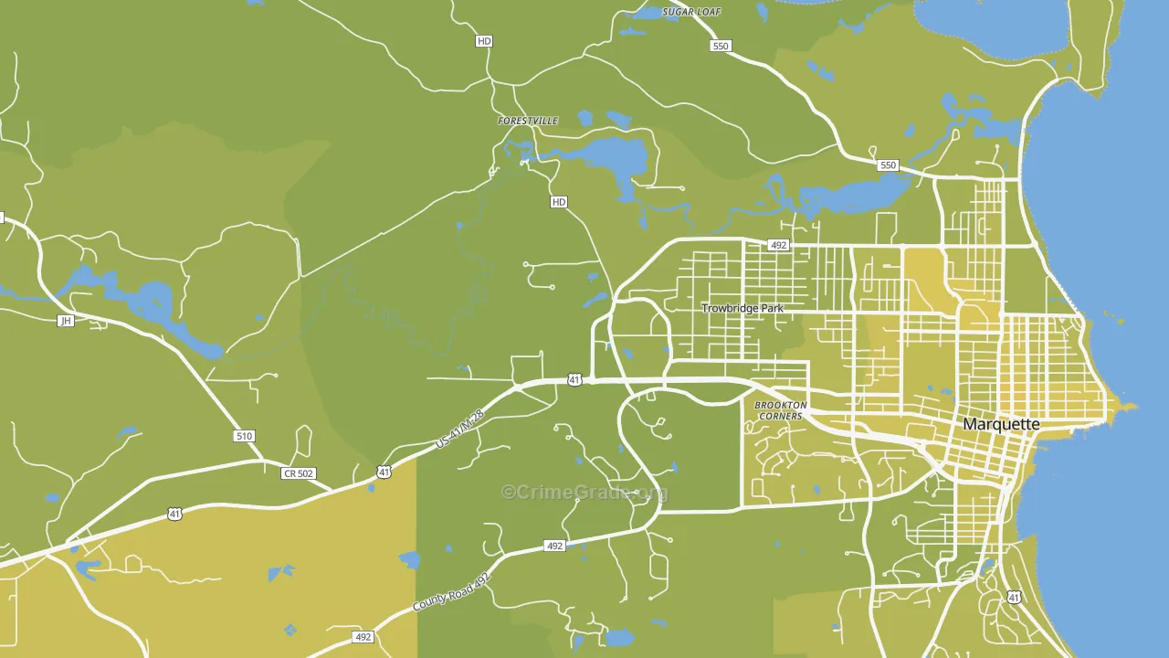 Trowbridge Park, MI Map of Vehicle Theft Rates