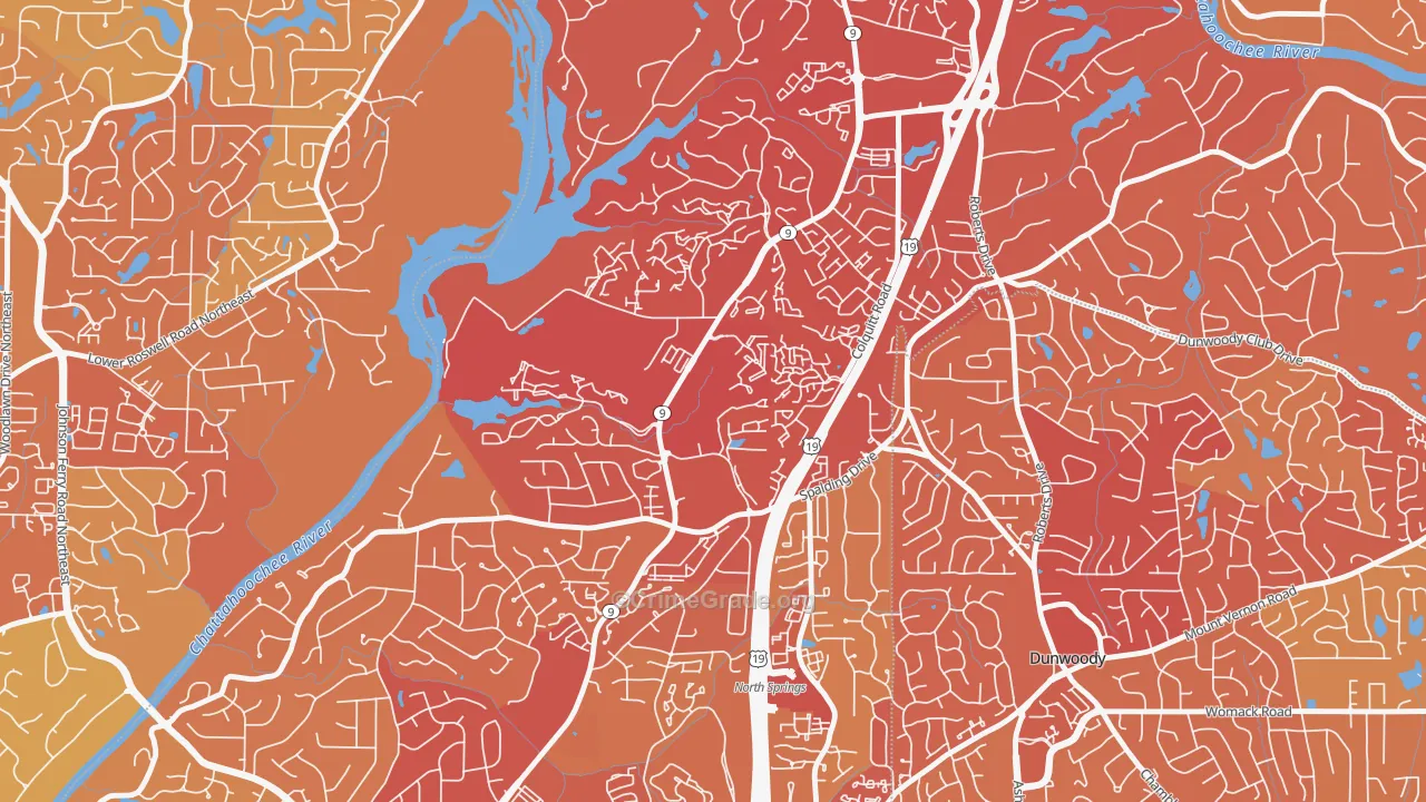 Trowbridge Square, Sandy Springs, GA Map of Vehicle Theft Rates