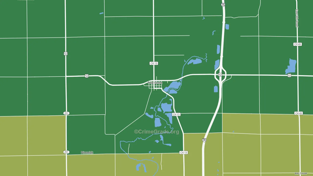 Troy Grove, IL Map of Vehicle Theft Rates