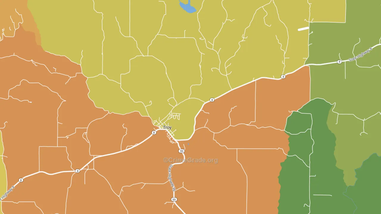 Troy, ID Map of Vehicle Theft Rates
