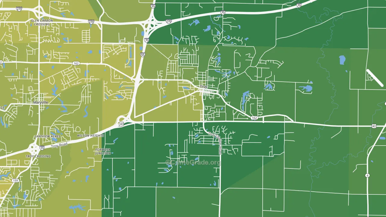 Troy, IL Map of Vehicle Theft Rates