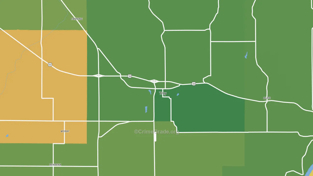 Troy, KS Map of Vehicle Theft Rates