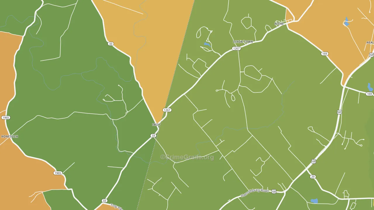 Troy, KY Map of Vehicle Theft Rates