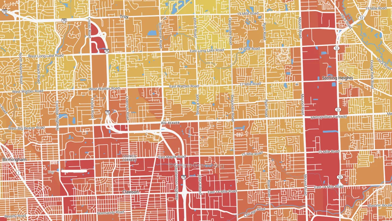 Troy, MI Map of Vehicle Theft Rates