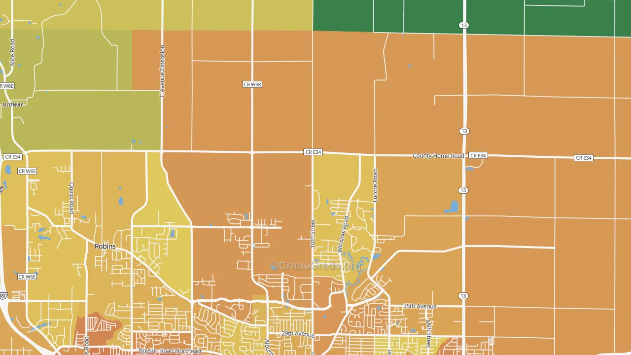 Troy Mills, IA Map of Vehicle Theft Rates