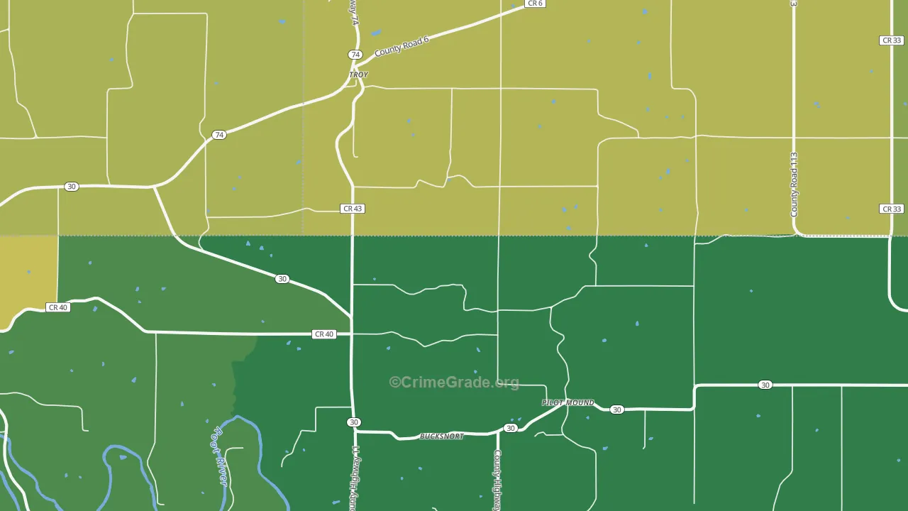 Troy, MN Map of Vehicle Theft Rates