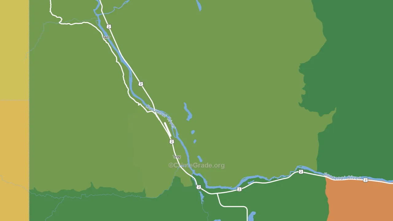 Troy, MT Map of Vehicle Theft Rates