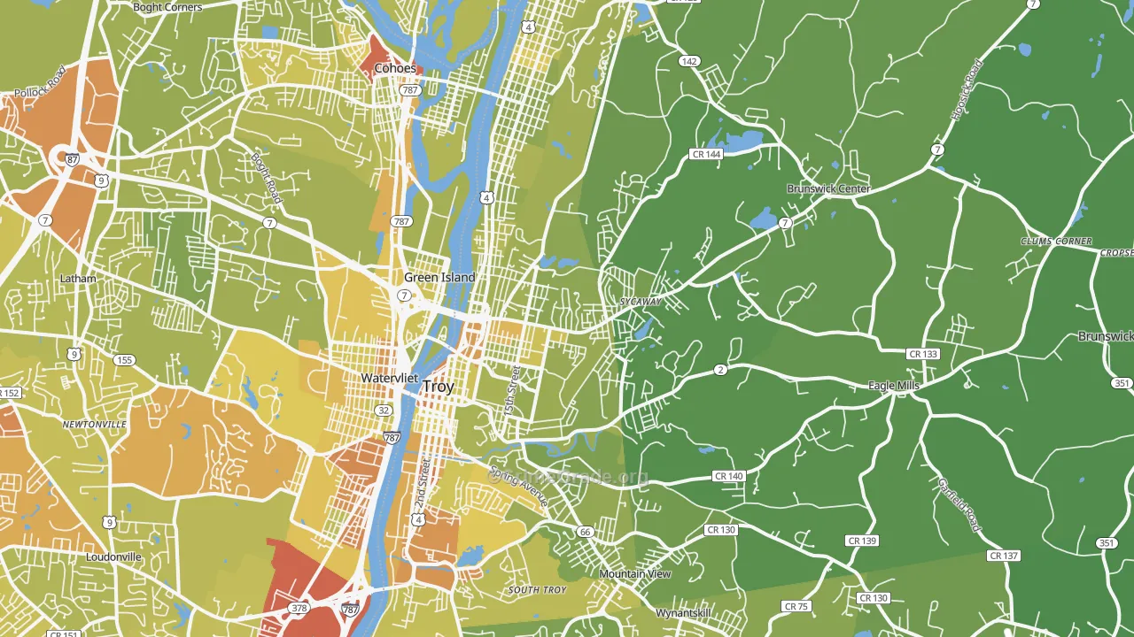 Troy, NY Map of Vehicle Theft Rates