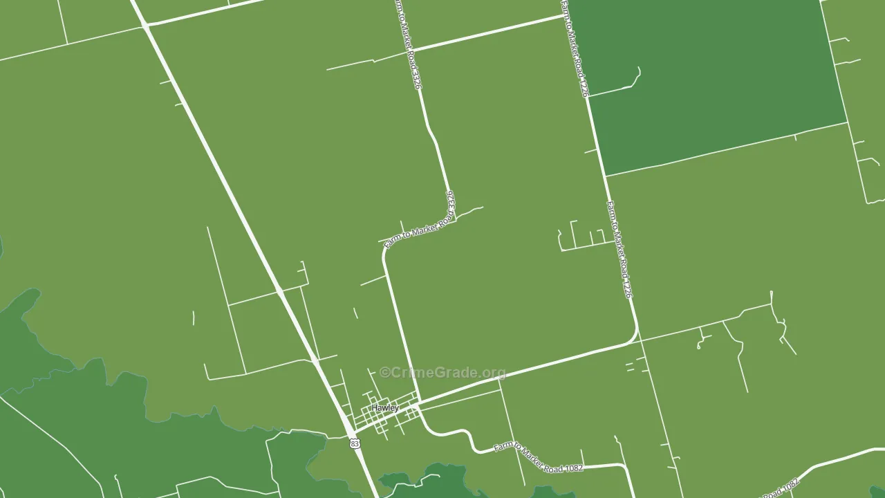 Truby, TX Map of Vehicle Theft Rates