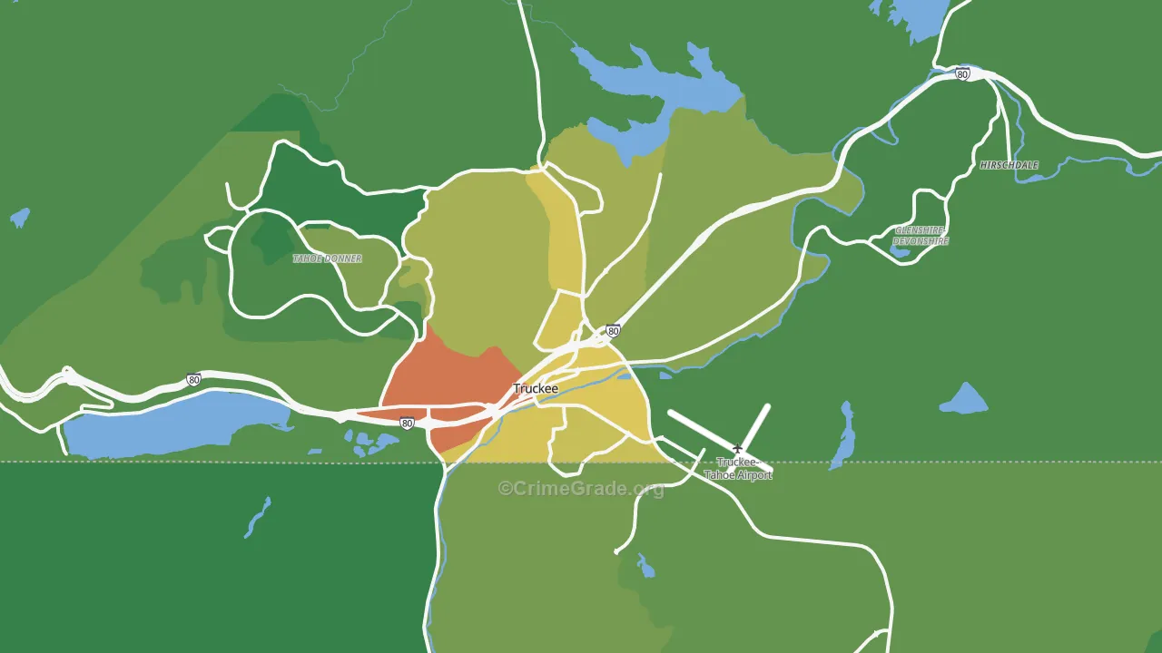Truckee, CA Map of Vehicle Theft Rates