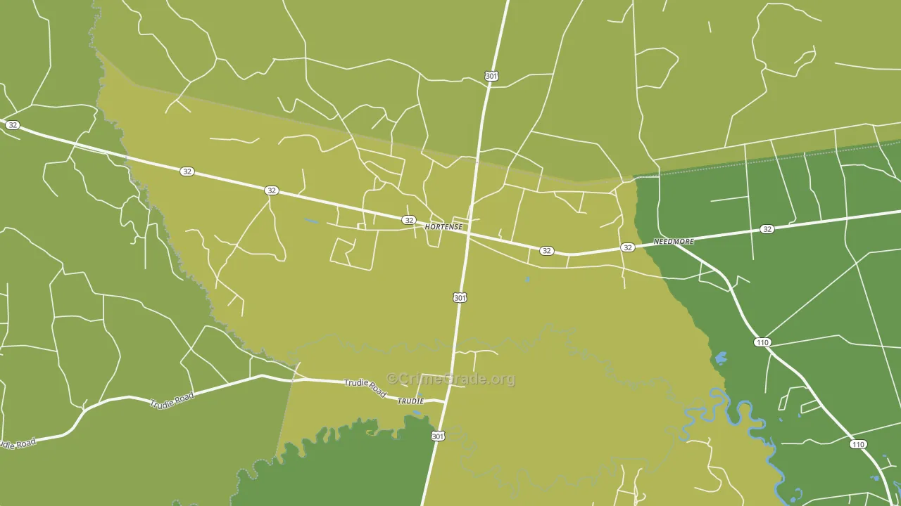 Trudie, GA Map of Vehicle Theft Rates