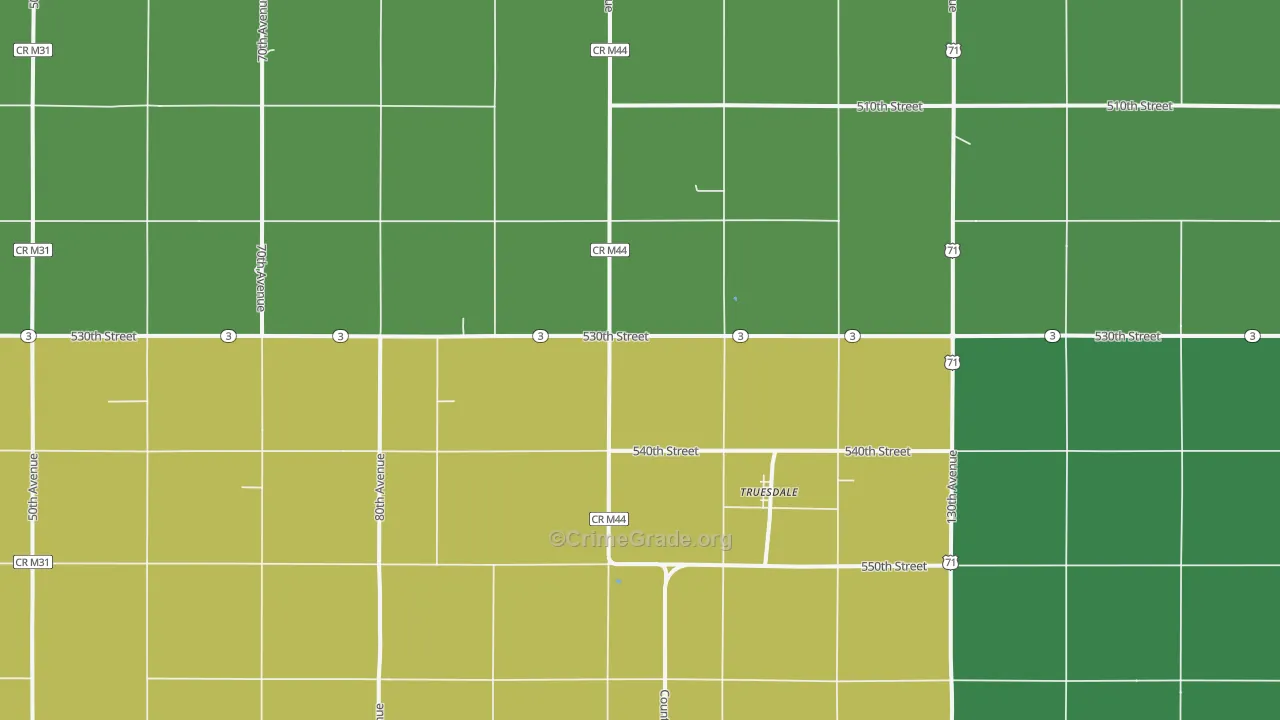 Truesdale, IA Map of Vehicle Theft Rates