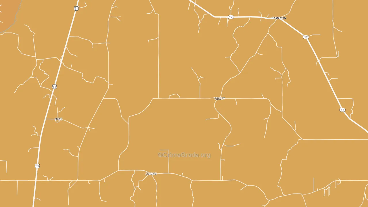 Truitt, MS Map of Vehicle Theft Rates