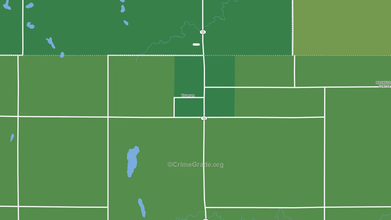 Truman, MN Map of Vehicle Theft Rates