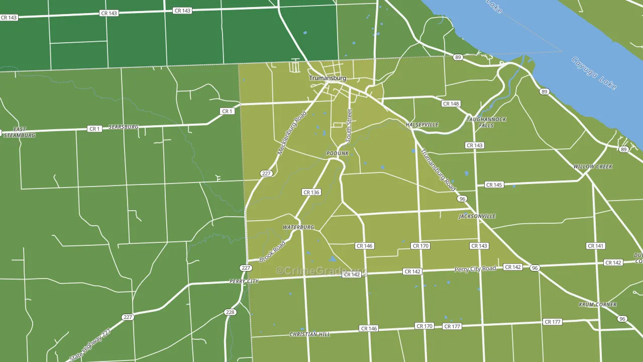 Trumansburg, NY Map of Vehicle Theft Rates