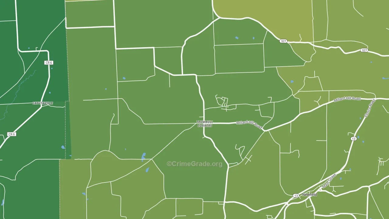 Trumbull Corners, NY Map of Vehicle Theft Rates