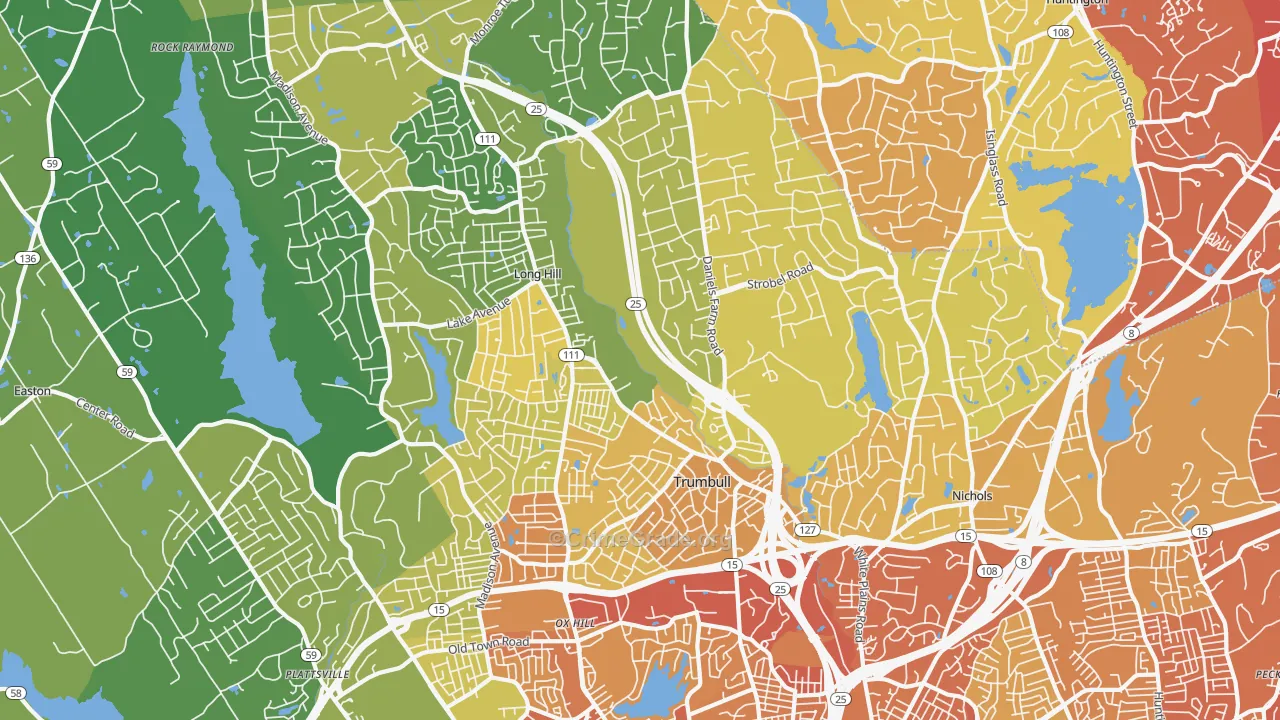 Trumbull, CT Map of Vehicle Theft Rates