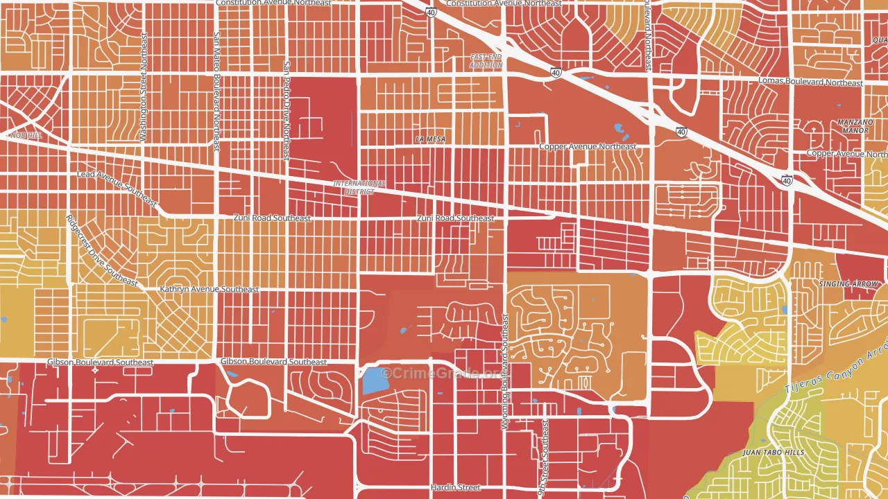 Trumbull Village, Albuquerque, NM Map of Vehicle Theft Rates