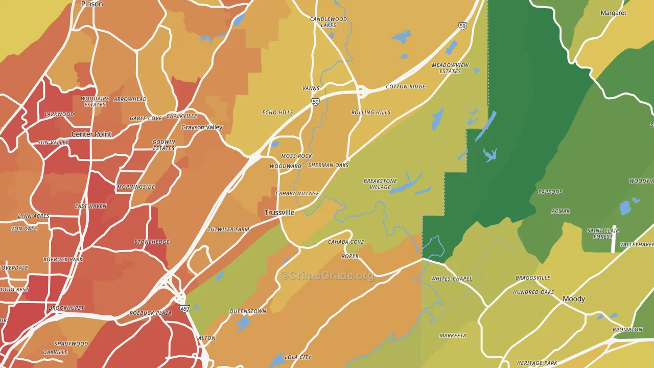 Trussville, AL Map of Vehicle Theft Rates