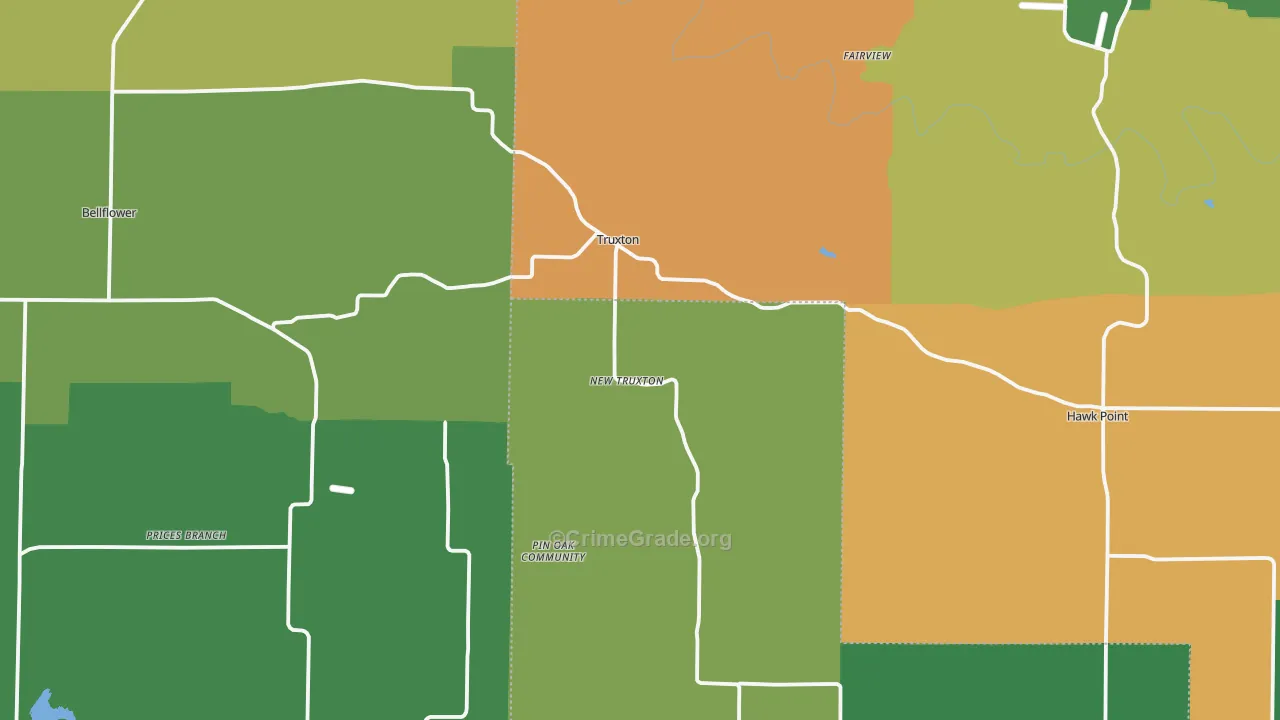 Truxton, MO Map of Vehicle Theft Rates