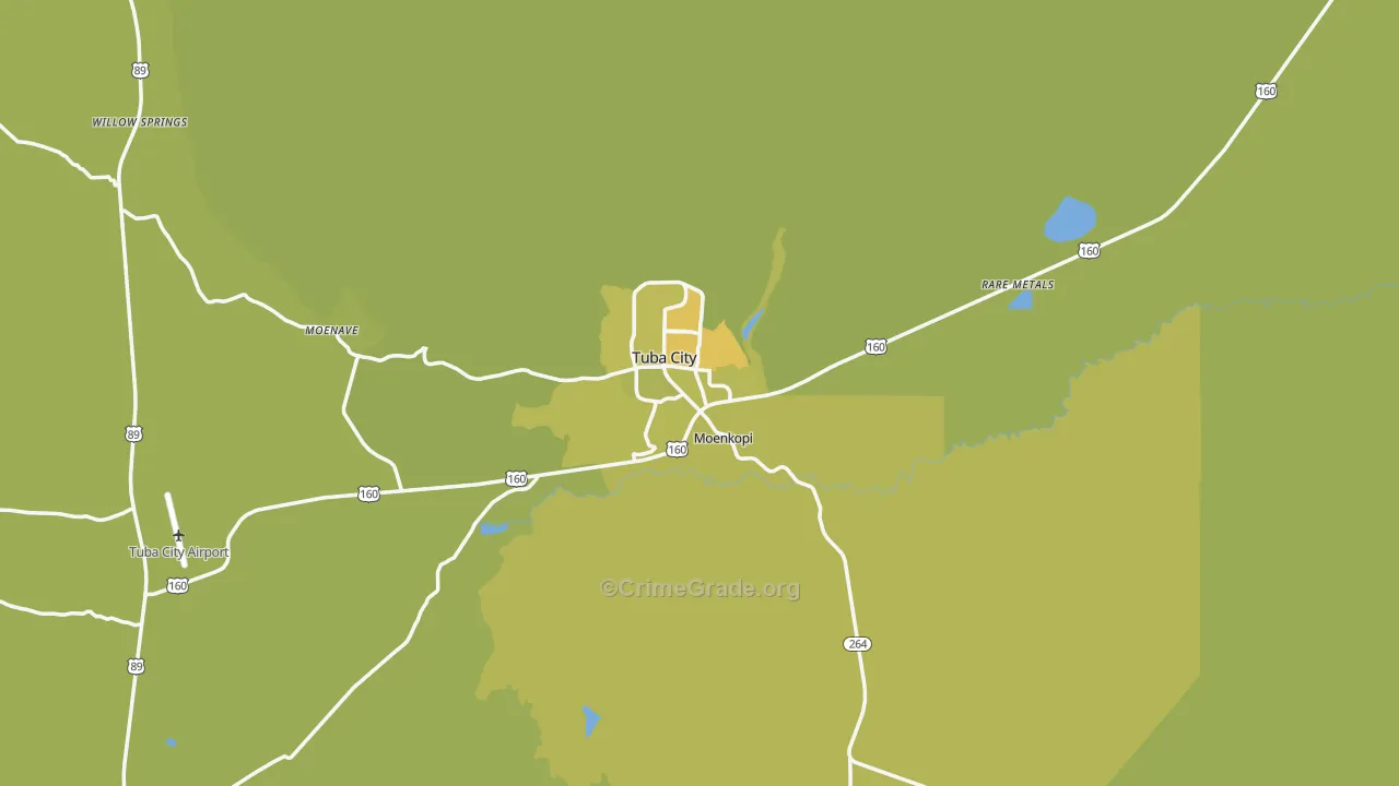 Tuba City, AZ Map of Vehicle Theft Rates