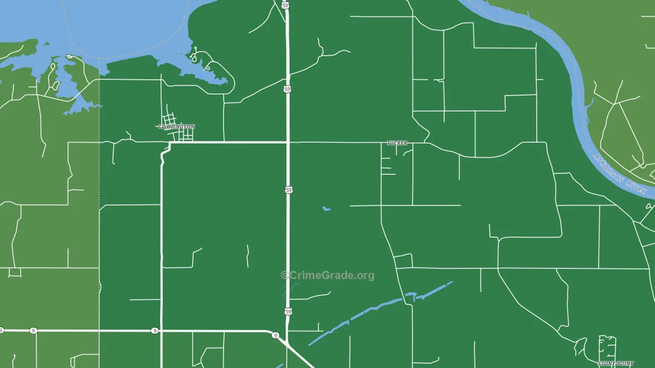 Tucker, OK Map of Vehicle Theft Rates