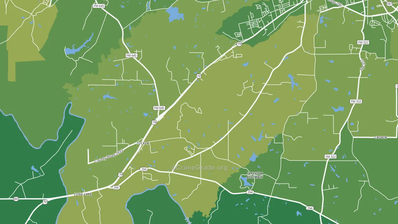 Tucker, TX Map of Vehicle Theft Rates