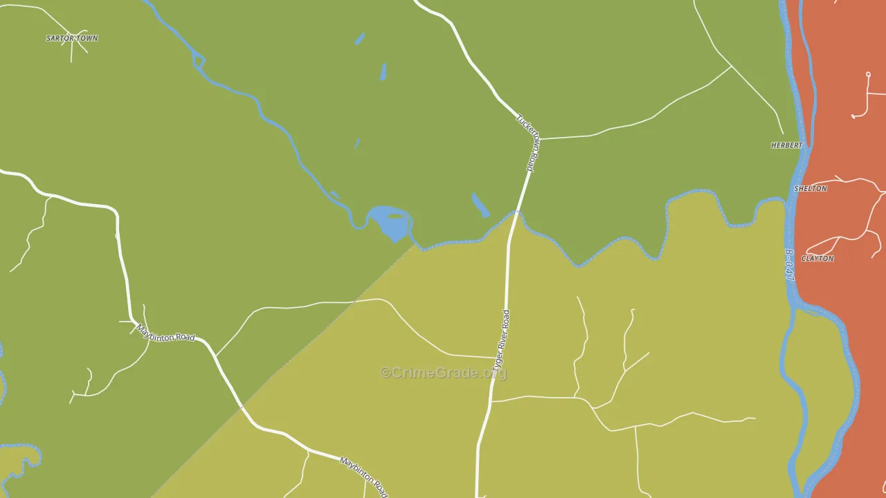 Tuckertown, SC Map of Vehicle Theft Rates