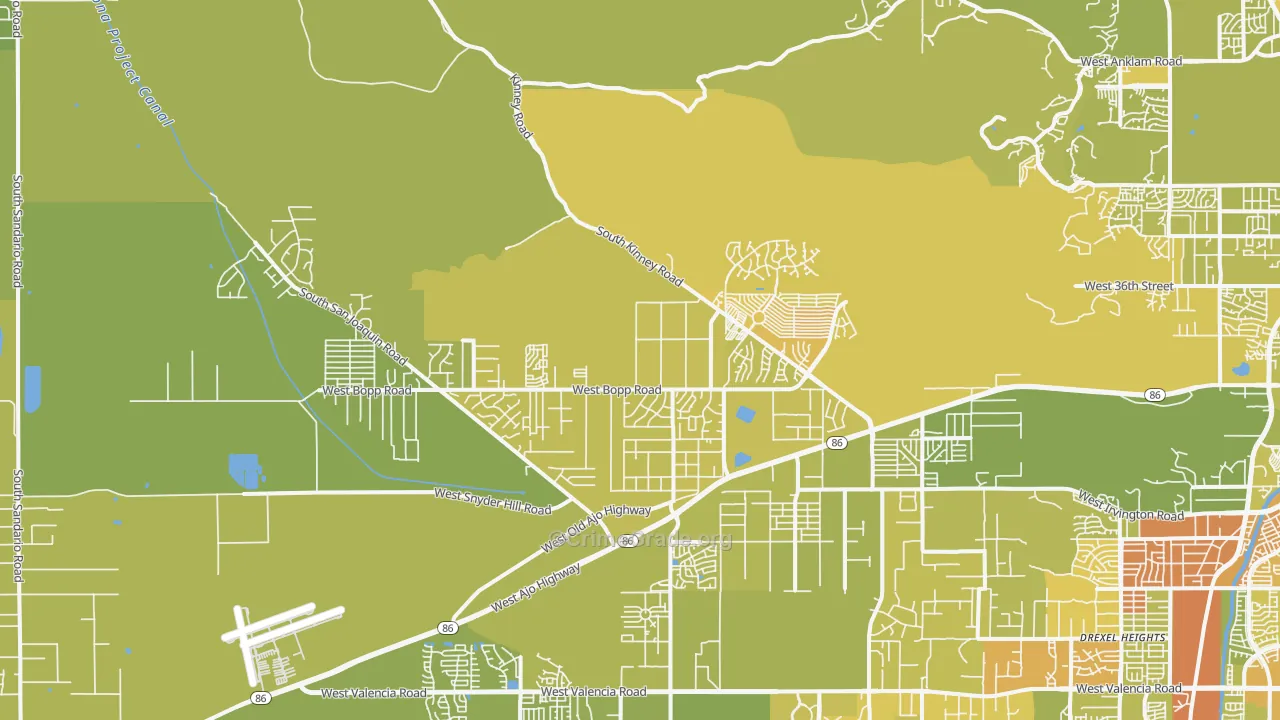 Tucson Estates, AZ Map of Vehicle Theft Rates