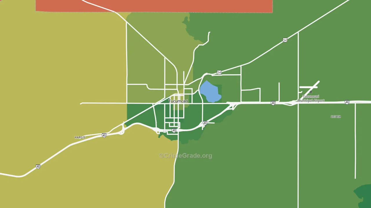 Tucumcari, NM Map of Vehicle Theft Rates