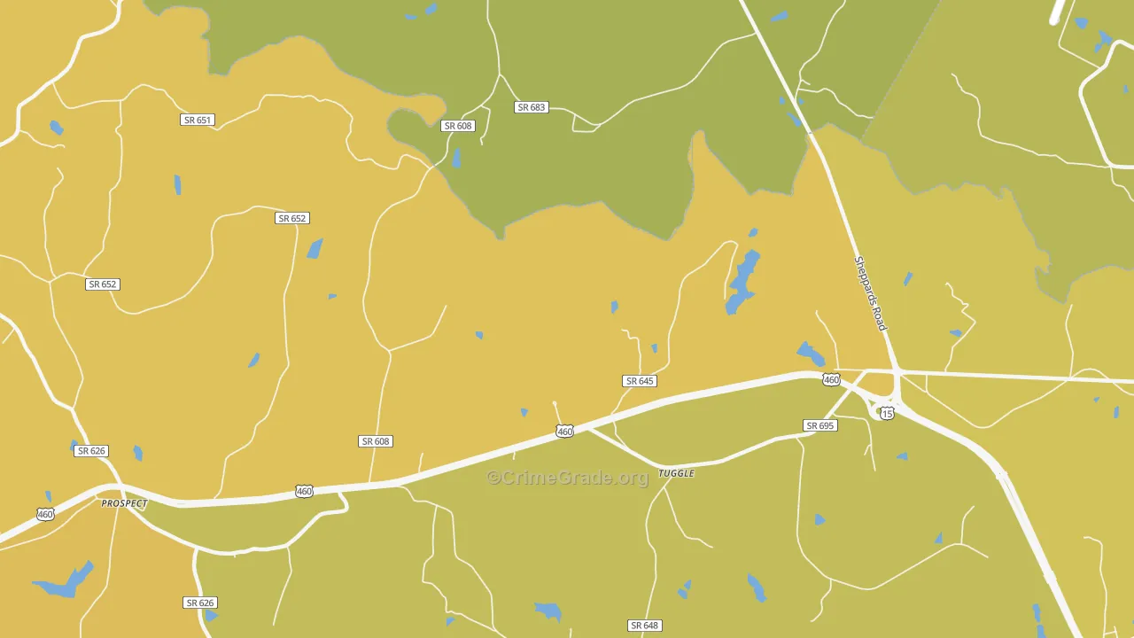 Tuggle, VA Map of Vehicle Theft Rates