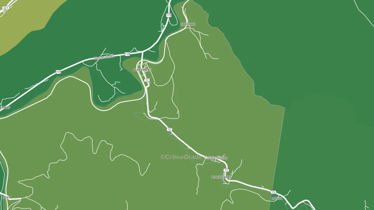 Tuggleville, KY Map of Vehicle Theft Rates