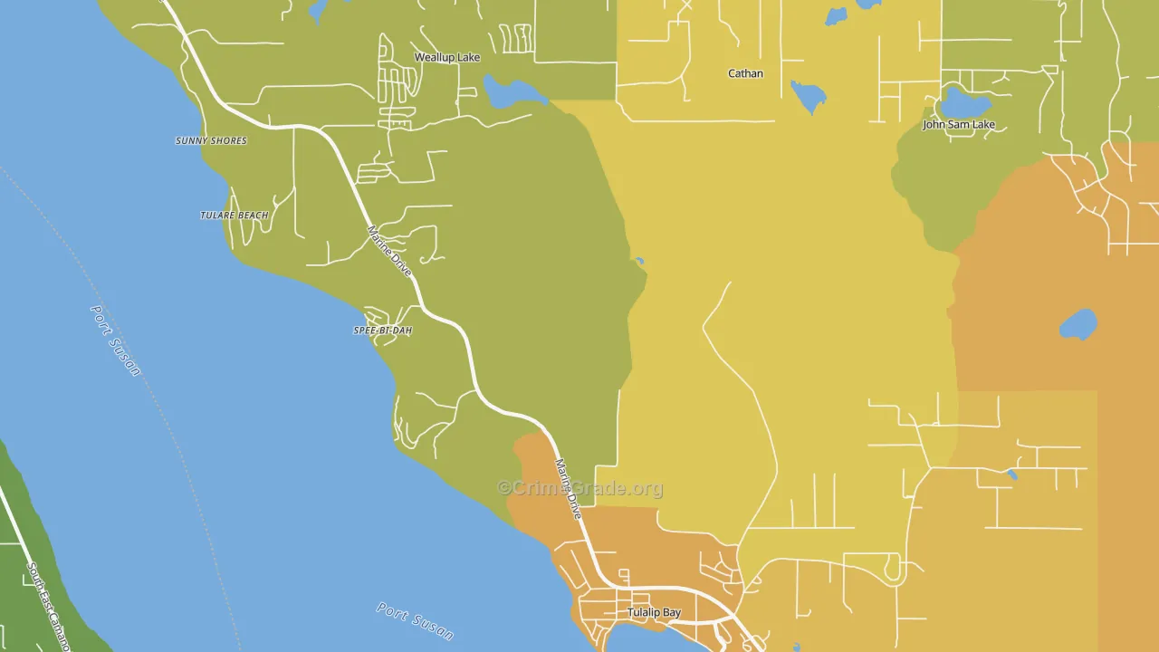 Tulalip, WA Map of Vehicle Theft Rates