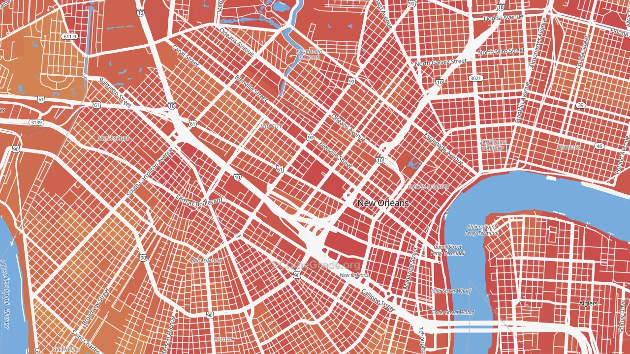 Tulane Gravier, New Orleans, LA Map of Vehicle Theft Rates