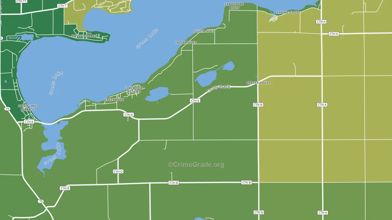 Tuleta Hills, WI Map of Vehicle Theft Rates