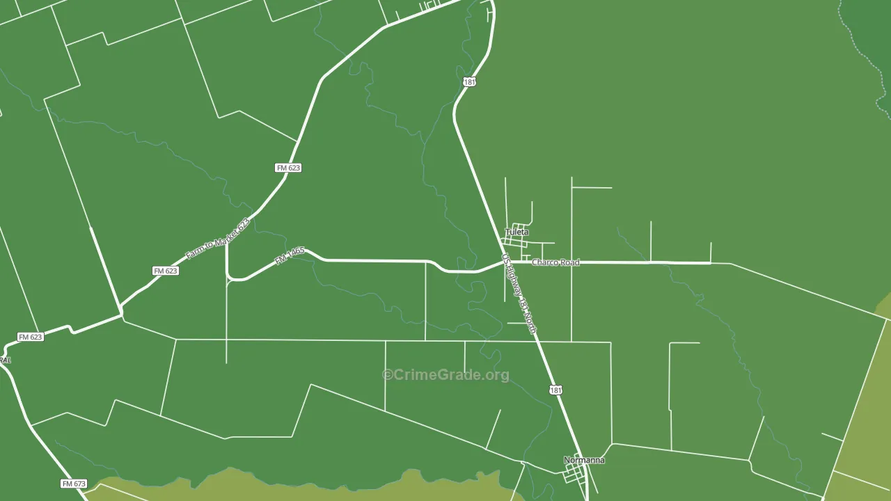 Tuleta, TX Map of Vehicle Theft Rates