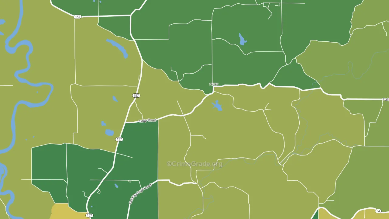 Tulip, IN Map of Vehicle Theft Rates