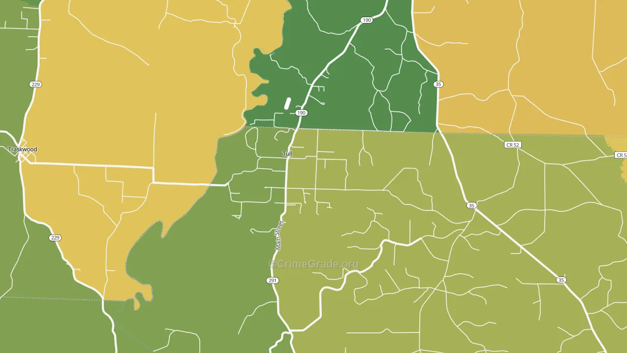 Tull, AR Map of Vehicle Theft Rates