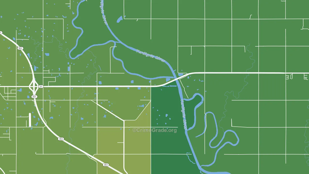 Tullahassee, OK Map of Vehicle Theft Rates