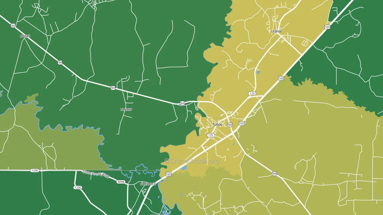 Tullos, LA Map of Vehicle Theft Rates