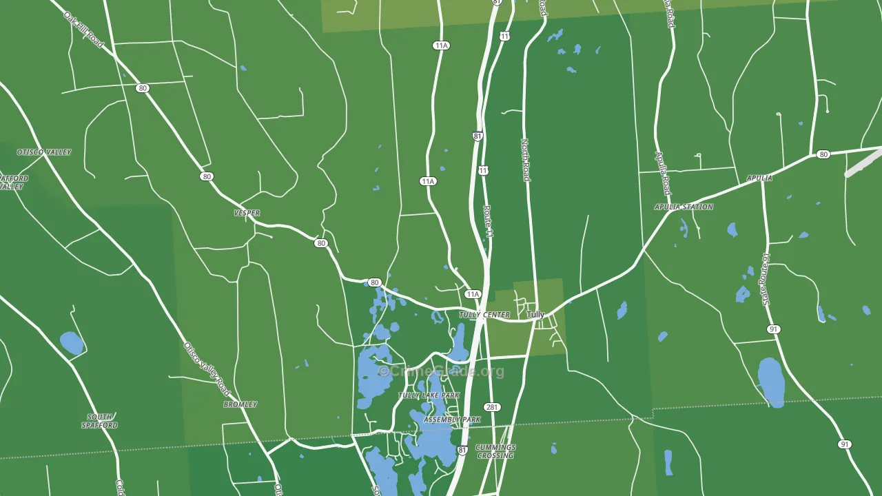 Tully, NY Map of Vehicle Theft Rates