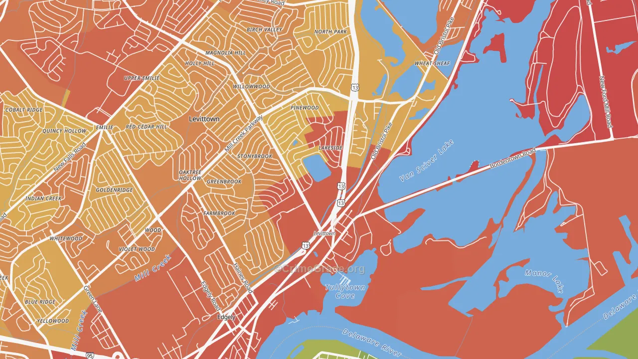 Tullytown, PA Map of Vehicle Theft Rates