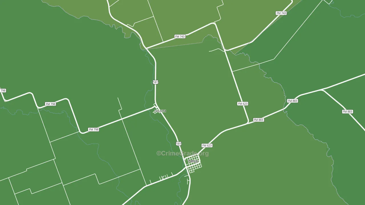 Tulsita, TX Map of Vehicle Theft Rates
